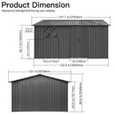Metal garden sheds 12ftx10ft outdoor storage sheds grey with window with sliding door