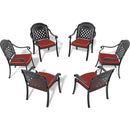 Cast Aluminum Patio Dining Chair 6PCS With Black Frame and Cushions In Random Colors