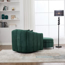 Oversized 40.35 in. Velvet Swivel Barrel Accent Chair and Ottoman Set with Storage, Green