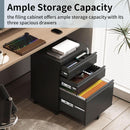 3 Drawer File Cabinet Under Desk Mobile Filing Cabinet With Lock For A4 Letter Legal Files Black