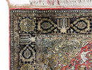 Persian Qum Silk Rug 3.8 x 5.6, Silk on Silk, Animal Pictorials, Fine 330 KPSI