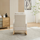 25.4'W Ivory Rocking Chair for Nursery, High Back Glider with Retractable Footrest, Boucle Upholstery, Rubber Wood Legs