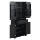 Bathroom Storage Cabinet with Doors and Drawer, Multiple Storage Space, Adjustable Shelf, Black (Old Sku:WF308204AAB)