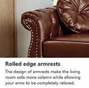 2 Piece Living Room Set Mid-Century Modern Chesterfield Chair Loveseat in Brown PU Leather Edition