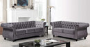 Modern Pink Velvet Chesterfield Loveseat With Tufted Back