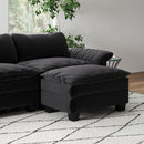 Living Room Furniture Luxury Sectional Sofa Couch with Ottoman Soft Velvet Upholstered Sofa Black