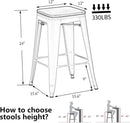 Metal Bar Stools Set of Four Backless Stackable Design
