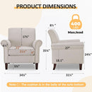 Beige Mid Century Modern Accent Chair Nailhead Trim