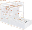 White Twin Over Twin Bunk Bed With Drawers And Wardrobe