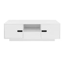 U-Can Modern High Glossy Rectangle Coffee Table, Stylish Center Table with Storage Space, Accent Furniture with 16 Color LED Lights for Living Room