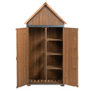Outdoor Storage Cabinet 32.3'L X 21'W X 67'H, Garden Shed Tool Shed with Metal Frame Structure for Backyard Garden Patio Lawn (Brown)