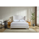 Hannah Upholstered Wingback Bed Size Queen / Tall 54' Headboard Upholstered Queen Bed / Premium Textured Canvas Chenille Look Ivory / Minimalist Designs / No Box Spring Needed / Easy Assembly / Queen