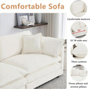 3 Piece Sofa Set Beige Chenille With 7 Pillows Living Room