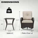 Outdoor Swivel Rocker Chairs 3 Piece Wicker Set Cushioned