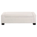 Textured Boucle Ottoman Bench with Hinged Lid for Seating and Storage in Beige, 50 Inches, Solid Wood