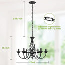 Six Light Matte Black Farmhouse Ceiling Chandelier Fixture