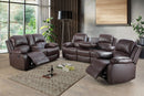 Brown Faux Leather Reclining Living Room Set Sofa Loveseat Chair