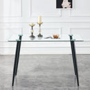 51 Inch Glass Dining Table For 4 With Tempered Glass Top