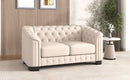 Modern Velvet Upholstered Loveseat Sofa with Thick Removable Seat Cushion, Beige, 64.3 Inches