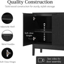 Black Two Door Modern Entryway Storage Cabinet Reeded Doors