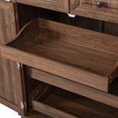 K&K 71' Tall Kitchen Pantry Cabinet with 3 Pull Out Cabinet Organizers, Farmhouse Embossed Texture Storage Cabinet with 6 Door Shelves, 2 Drawers, Freestanding Cupboard for Kitchen, Dining Room Brown