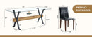 Table and chair set.79'x31.5' Inch Tempered Glass Tabletop With X-shaped Black Metal Table Legs,Wood Grain Textured MDF Crossbeam.Paired With 10 Black PU Dining Chairs with Walnut Color Metal Leg.