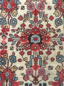 Small Antique Persian Rug 2x3, Beige and Red, Floral, Wool, Hamadan Rug