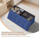 Navy Blue Folding Storage Ottoman Organizer 43Inch