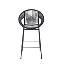 Ferrara Outdoor Patio Barstool Set of 2, Black Faux Wicker PE Rattan with Iron Frame