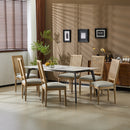 Rustic Weathered Finish French Country Dining Chairs Set - Elegant Cane Backrest & Upholstered Seats, Solid Rubberwood Frame, Grayish Green