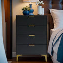 4 Drawer Black Wood Dresser For Bedroom Living Room
