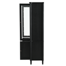 Vintage Display Cabinet with Double Glass Doors, Traditional Style for Collectibles - Black, Ash Wood Veneer, 73.25'' Tall