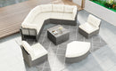 Patio Furniture Set Outdoor Daybed Rattan Sectional with Cushions and Center Table, Beige, Iron & Rattan, Multiple Sizes