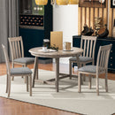 TREXM 5-Piece Wood Dining Table Set Round Extendable with Chairs Natural Wood Wash Solid Wood Construction