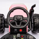 Ride on Tractor with Trailer,24V Battery Powered Electric Tractor Toy, 200wx2motor 1.86-4.97MPH/Remote Control,electric car for kids,Three speed adjustable,USB,MP3, Bluetooth,LED light, safety belt