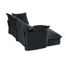 Slipcovered Sectional 2 Seater Sofa Couch with Convertible Ottoman, Wide and Deep Seat L Shaped Sofa with Detachable Cover and Soft Multiple Big Pillows,Gray Corduroy Fabric
