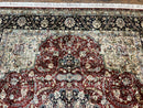 Pak Persian Rug 8x10, Wool Hand Knotted Vintage Carpet, Dark Red & Navy Blue, Dome Design Floral Medallion Rug, 8 x 10 Oriental Rug