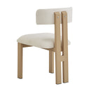 Mid-Century 7-Piece Dining Set with Upholstered Armless Chairs and Natural Wood Table