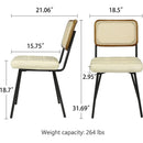 Rattan Dining Chairs Set Of 2 With PU Leather Cushions