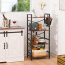 Industrial 4 Tier Narrow Bookcase Berry Brown Space Saving