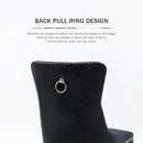 Black Velvet Dining Chair Set Of 6 With High Back Wingback