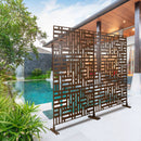Outdoor & Indoor Privacy Screen Metal Privacy Screen 76' H×48' W, Freestanding Decorative Privacy Screen Brown Steel