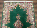 Green Persian Kerman Rug 4x6, Semi Open Field, Green & Cream, Vintage