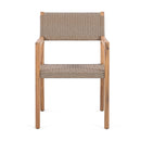 Outdoor Dining Chairs Set of 2, Light Teak Acacia Wood Frame and Multi Light Brown PE Wicker, Ideal for Patios, Gardens
