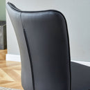 Modern Black PU Chair Set - Four Pieces with Vertical Backrest Design for Kitchen and Living Rooms