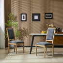 French Country Dining Chairs Set of 2 - Elegant Cane Backrest, Upholstered Seats, Fluted Legs, Rustic Finish, Solid Rubberwood