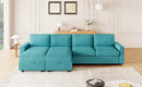 Convertible U-shaped Sectional Sofa with Storage Chaise Lounges & USB Ports, Teal, Twill Polyester, 103.9'