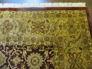 Indian Agra Rug 10x14 Vintage Handmade Larastan Wool Carpet Maroon Floral