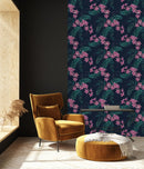 Dark Wallpaper with Little Pink Flowers