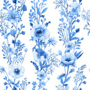 Voguish Blue Flowers Wallpaper Tasteful
